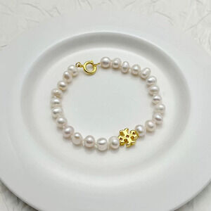 Tory Burch Natural Freshwater Pearl Initial Bracelet